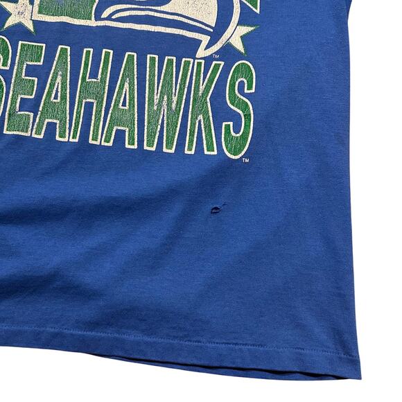 Vintage Seattle Seahawks V-Neck Sleeves Graphic T-Shirt 80s/90s NFL - Picture 2 of 4